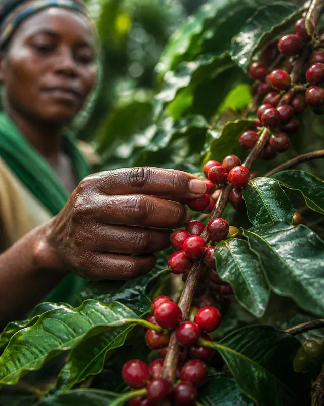 Ripe Kenyan coffee cherries