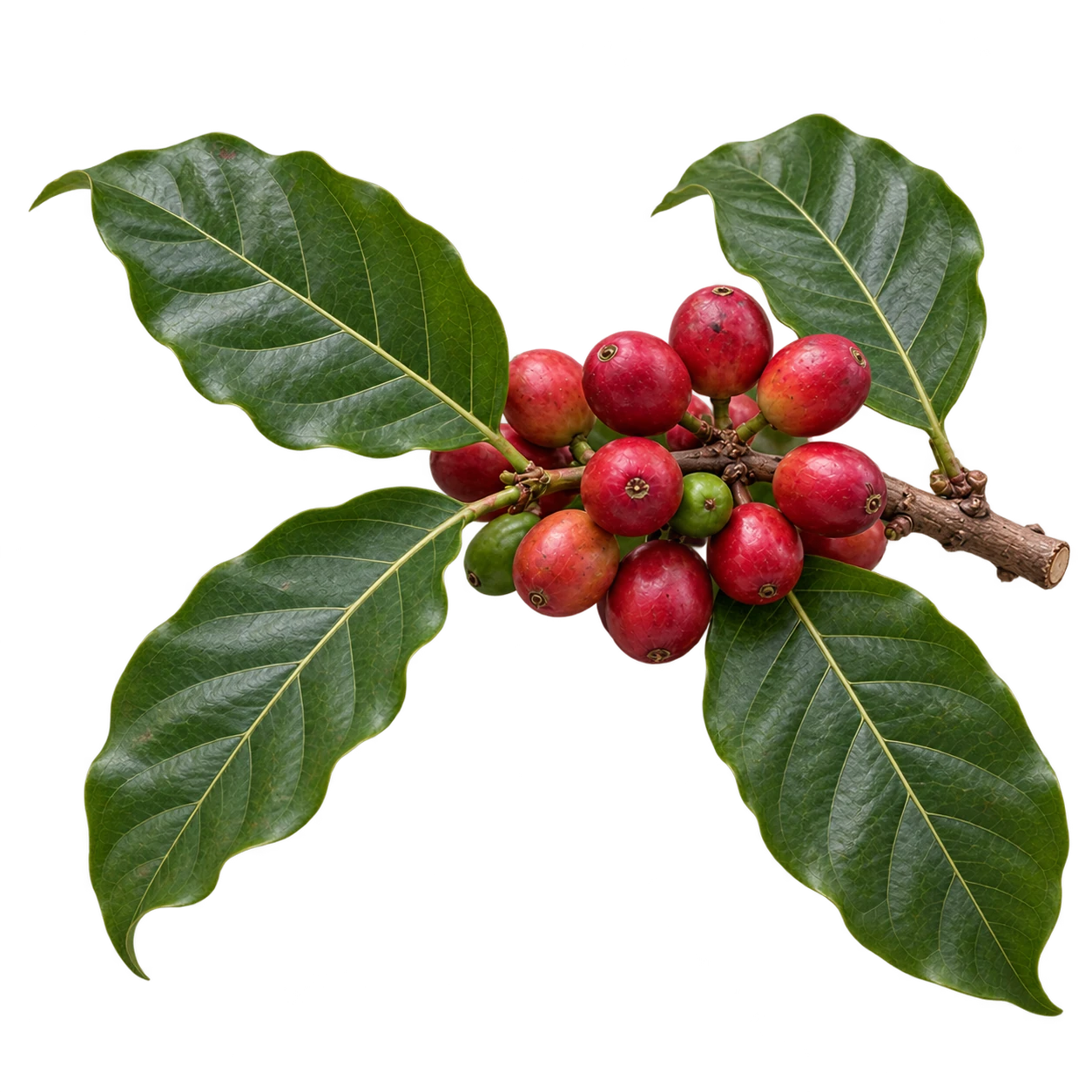 Coffee branch with ripe cherries